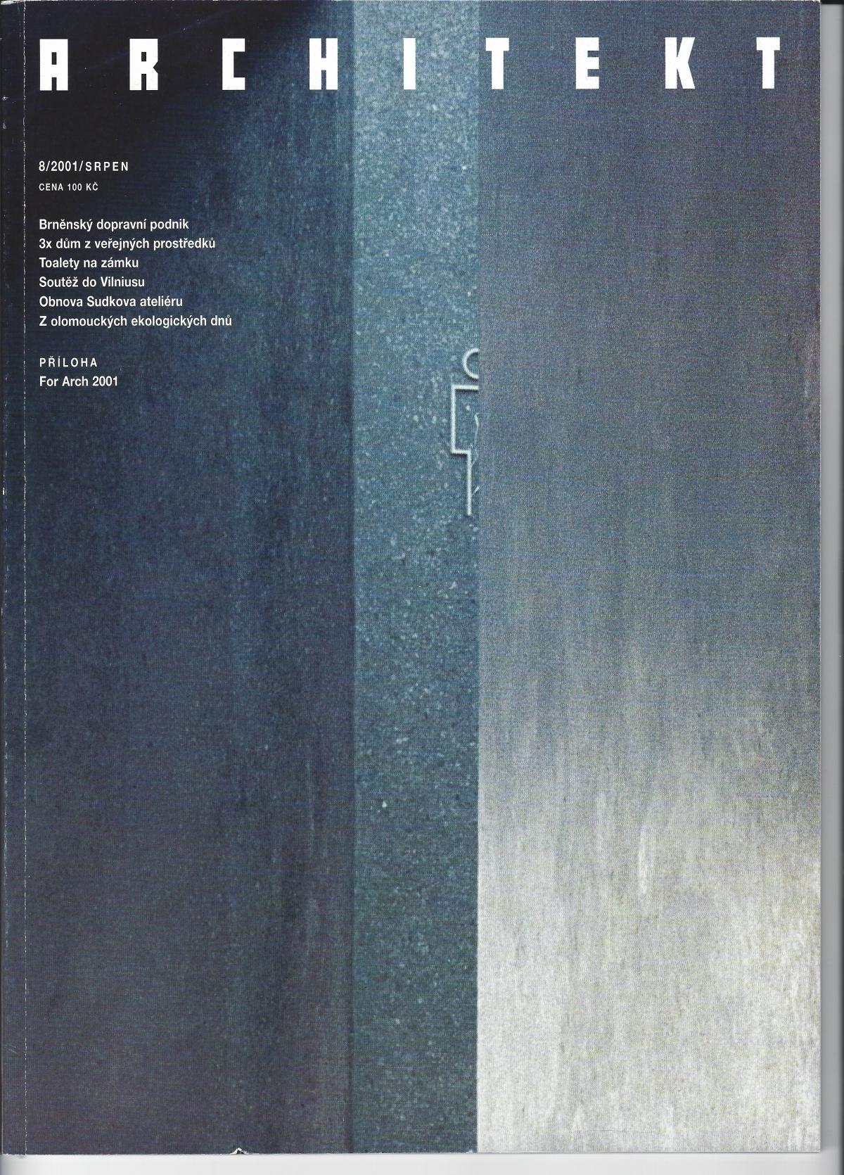 Architekt 8/2001 — titulní strana časopisu